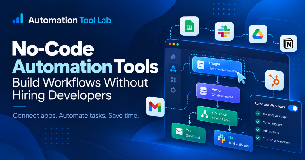 No-code automation tools for building business workflows without developers
