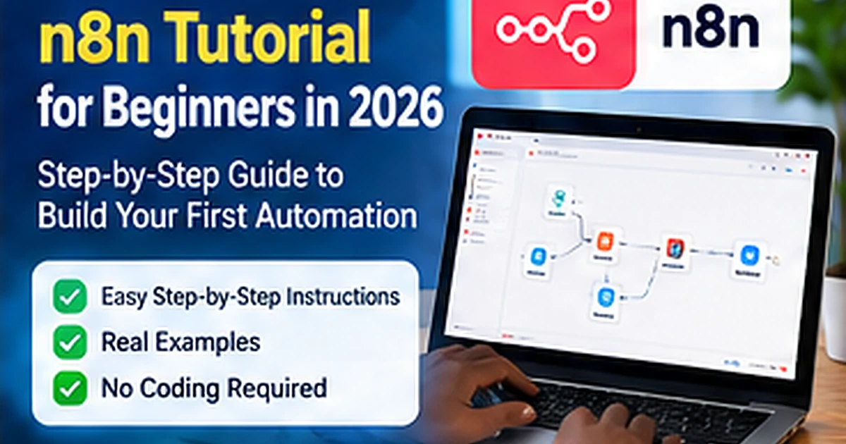 n8n tutorial for beginners in 2026 showing how to build practical workflows with triggers, actions, APIs and AI.
